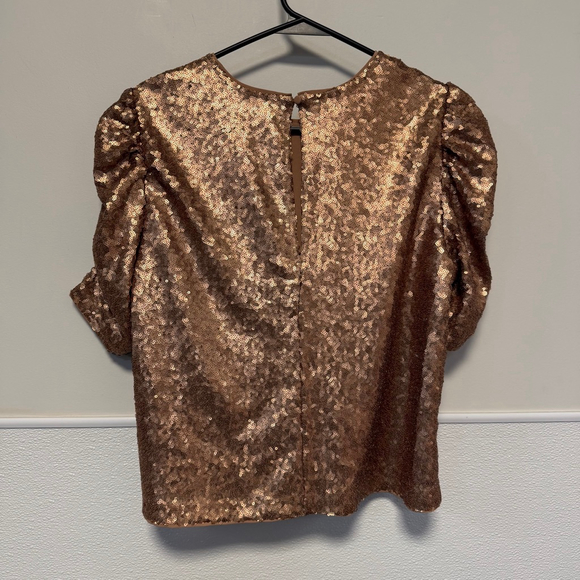 Women's Abercrombie & Fitch M Gold Bronze Sequin Puff Sleeve Blouse New NWOT - Picture 16 of 16